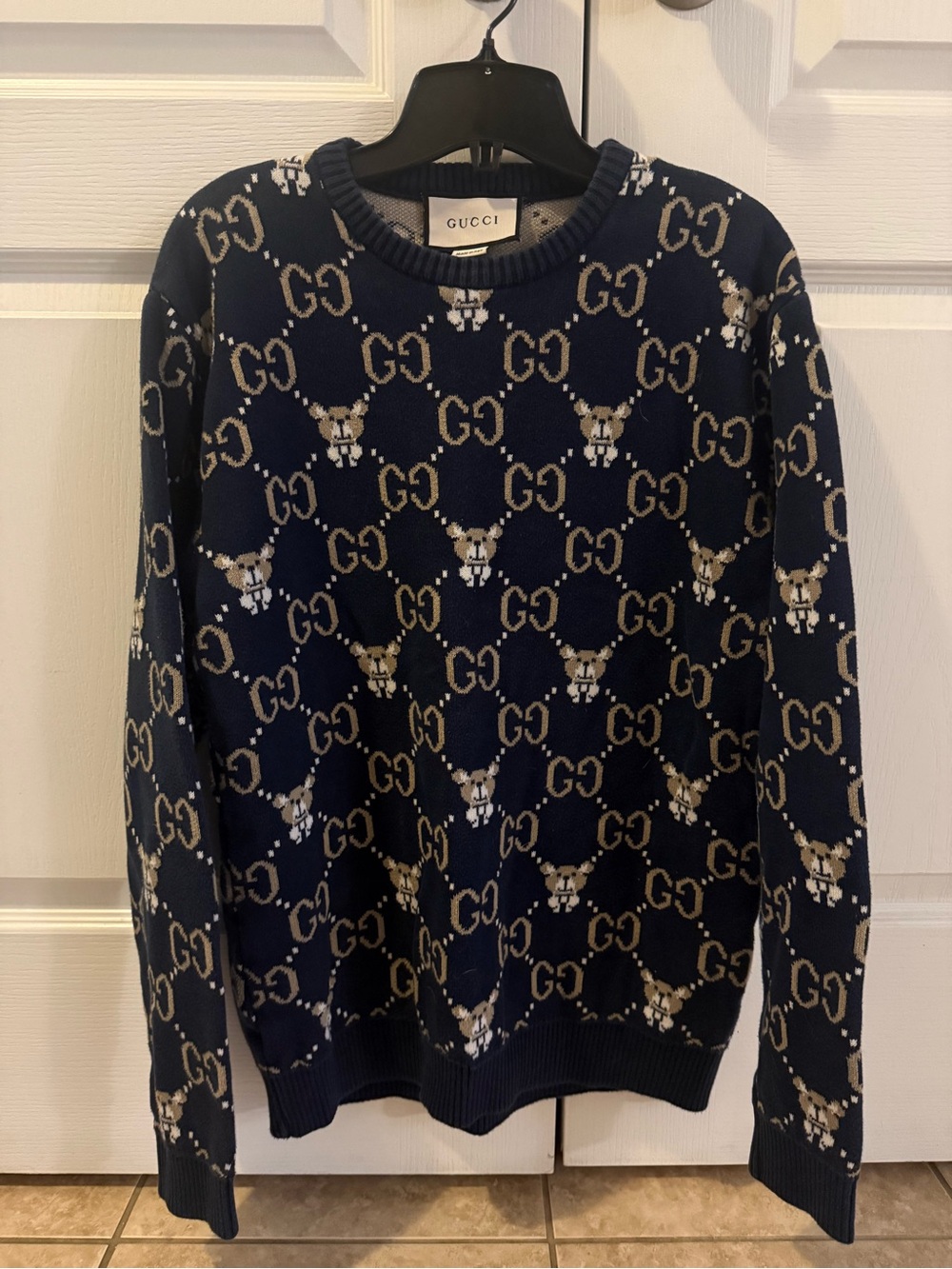 Teddy Bear Motif Jacquard Sweater